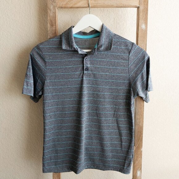 EUC! Bundle of 3 Shirts Boys SzM 8-10 Collar Short Sleeve Blue Aqua Gray Poplin - Picture 2 of 10